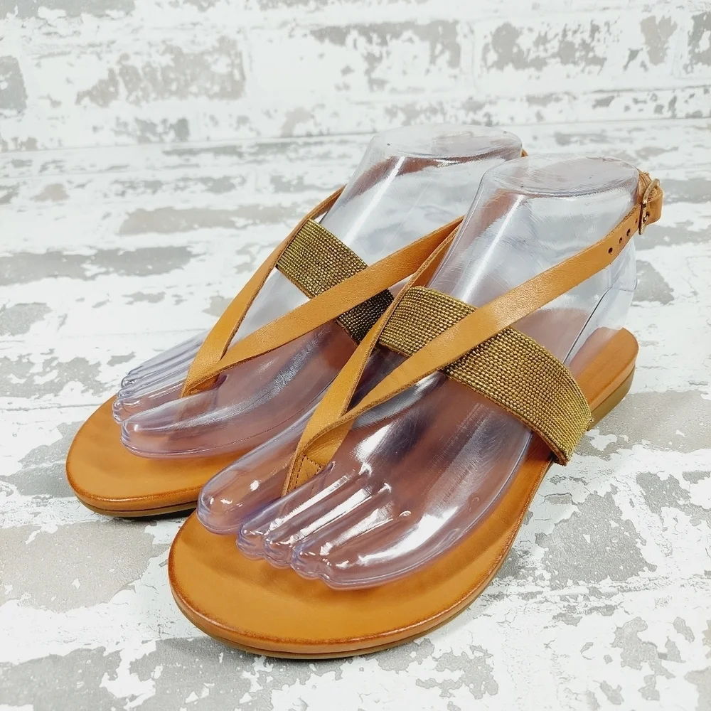 NEW Inuovo Brown Leather Sling Back Buckle Strap Summer Thong Sandals M824 - Picture 2 of 11